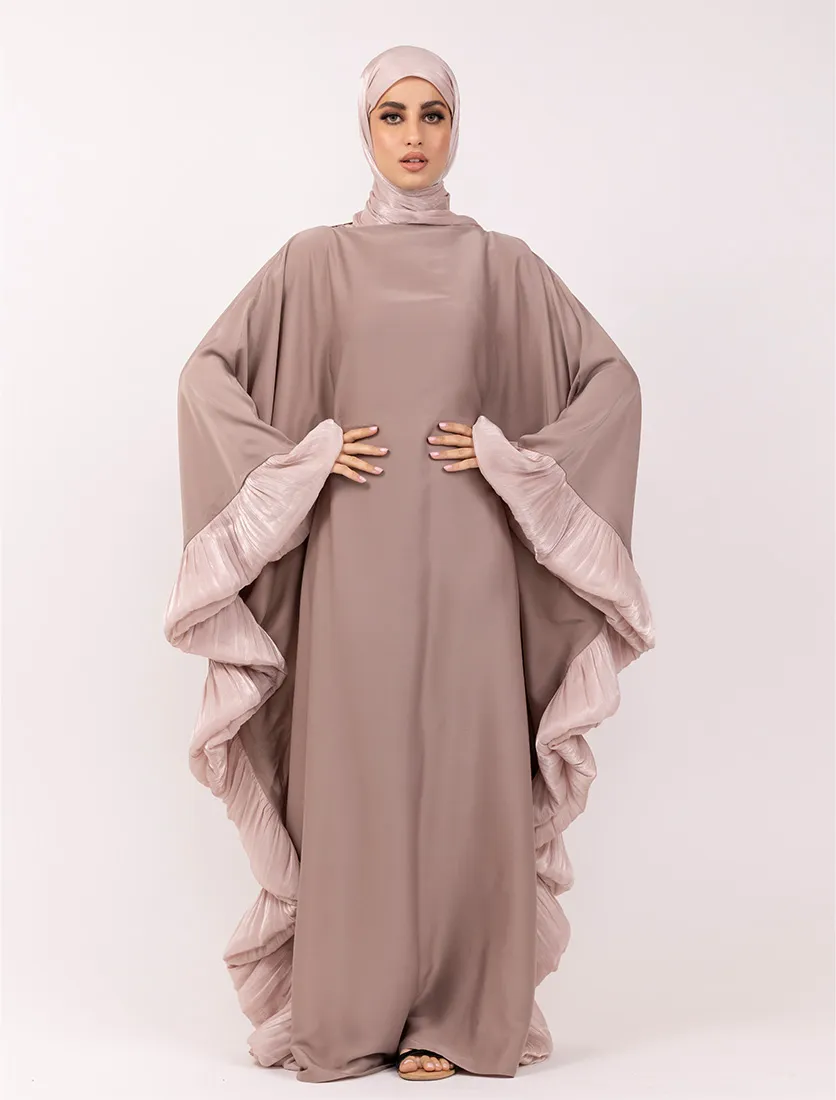 Pink Organza Trim Kaftan